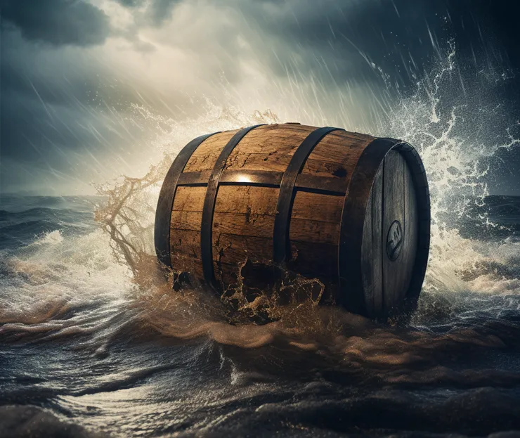 Whiskey barrel at sea